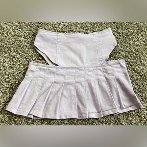 Dolls Kill Wildcat Fashion Small Lilac Lavendar Pleated Mini Skirt Hip Cut Outs